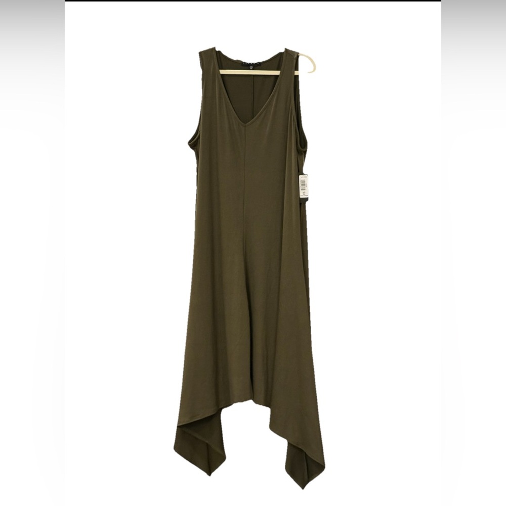 NWT Tiana B. Olive Green Shark Bite Swing Dress - Size XL